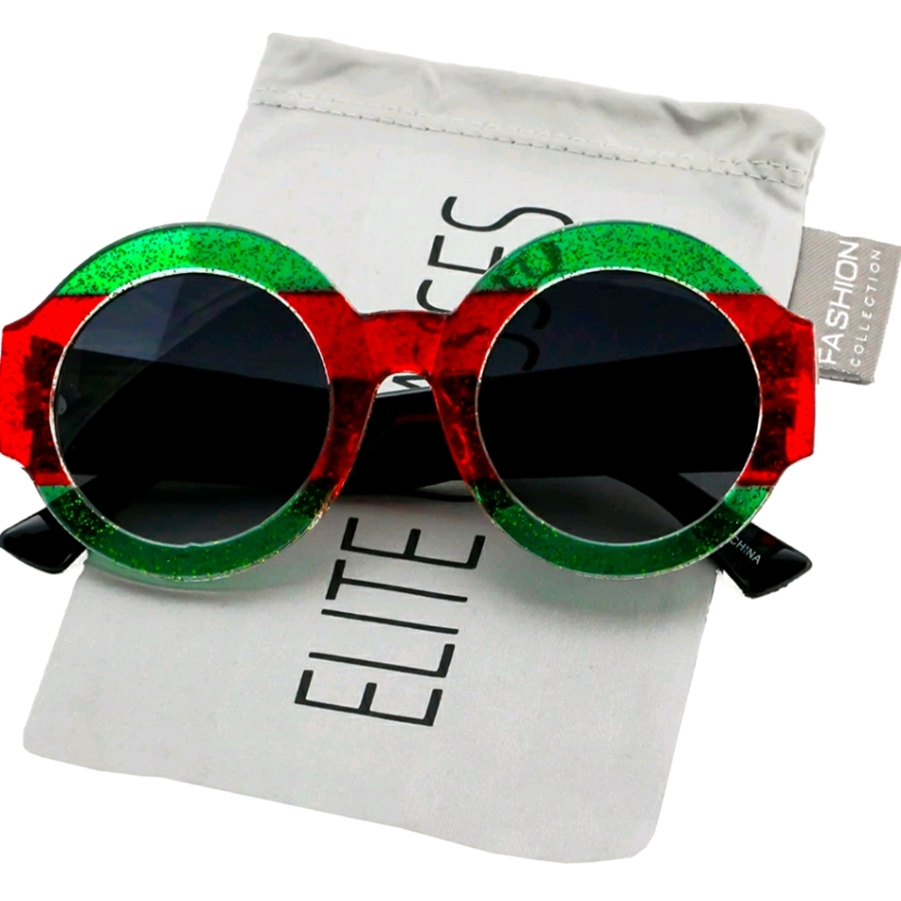 ROUND GLITTER COLORBLOCK 😎 SUNGLASSES